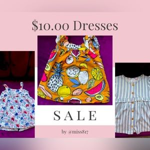 Baby Girl and Toddler Girl Dresses See original post for size $10.00 Dress Sale